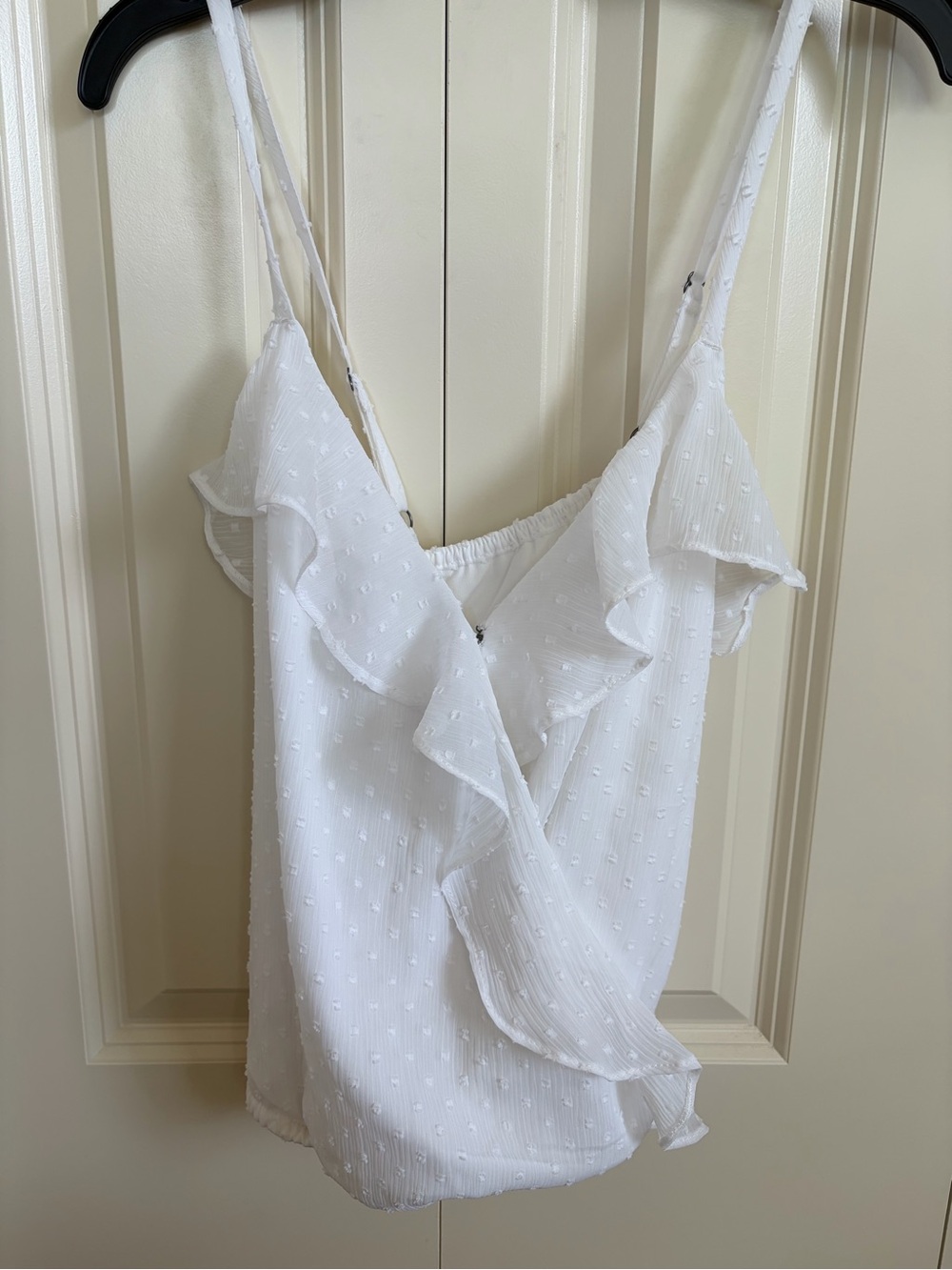 Hollister white ruffle vneck cami
